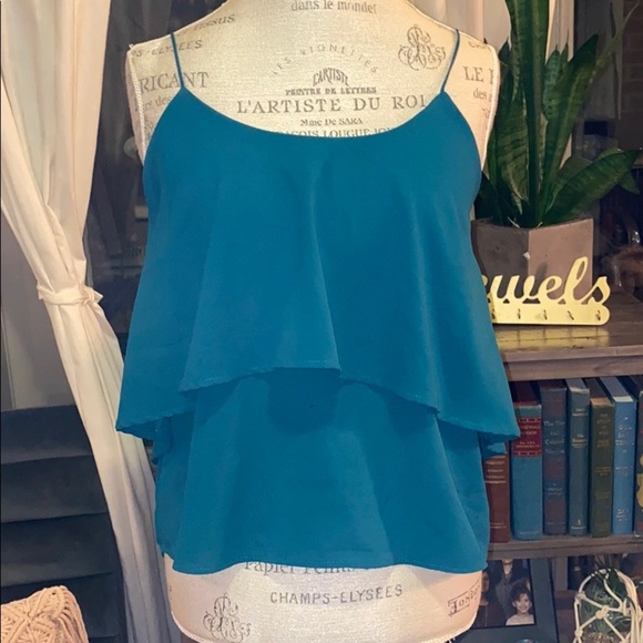 Paper Crane Tops - Paper Crane Small Flowy Teal Top